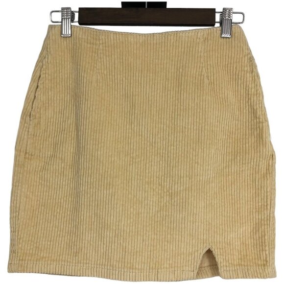 BP Nordstrom yellow corduroy mini skirt w/ pockets and front slit high waist XS - Picture 1 of 12